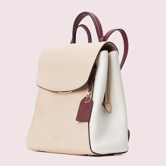 Kate Spade Grace Medium Leather Backpack Beige Colorblock - Picture 13 of 13
